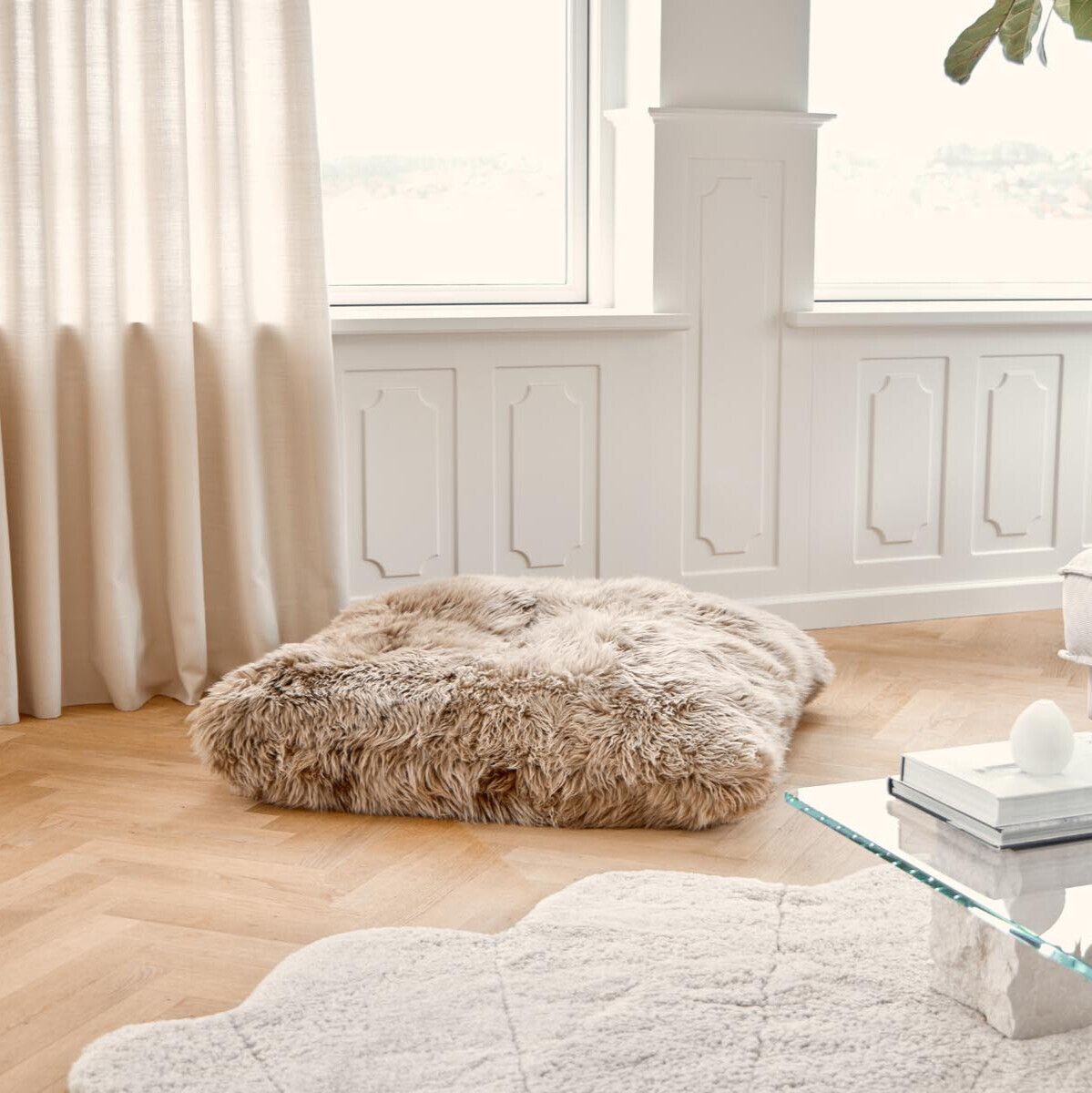 Maxi Float kudde | Lång lugg | Nya Zeeland | Dubbelsidig | 90x90 cm Svart