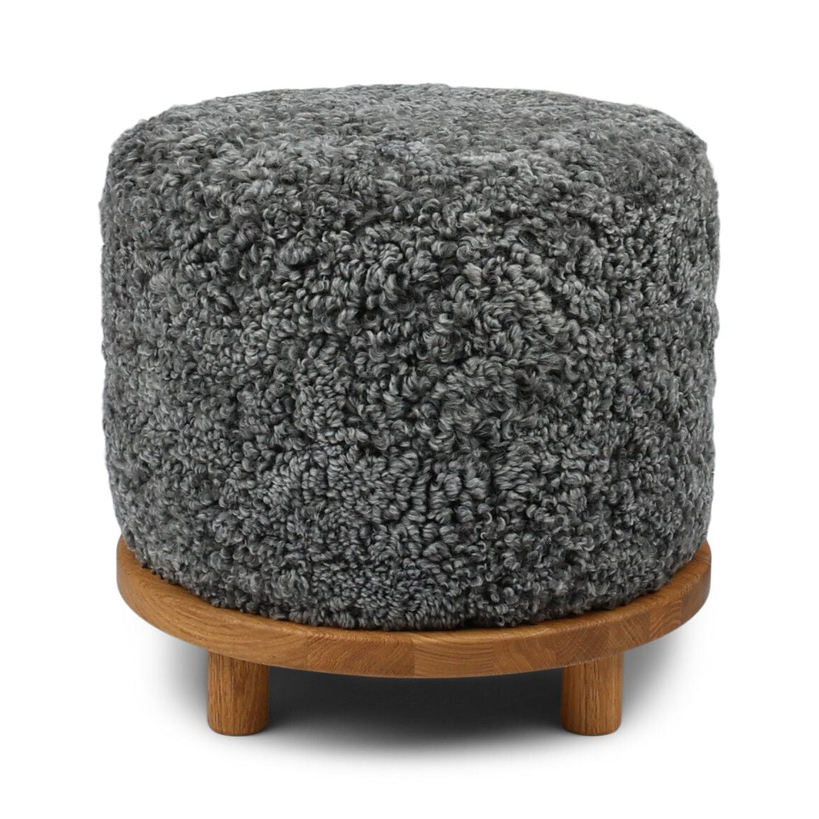 Simon pouf | Kort lugg | D46xH42 cm Grå