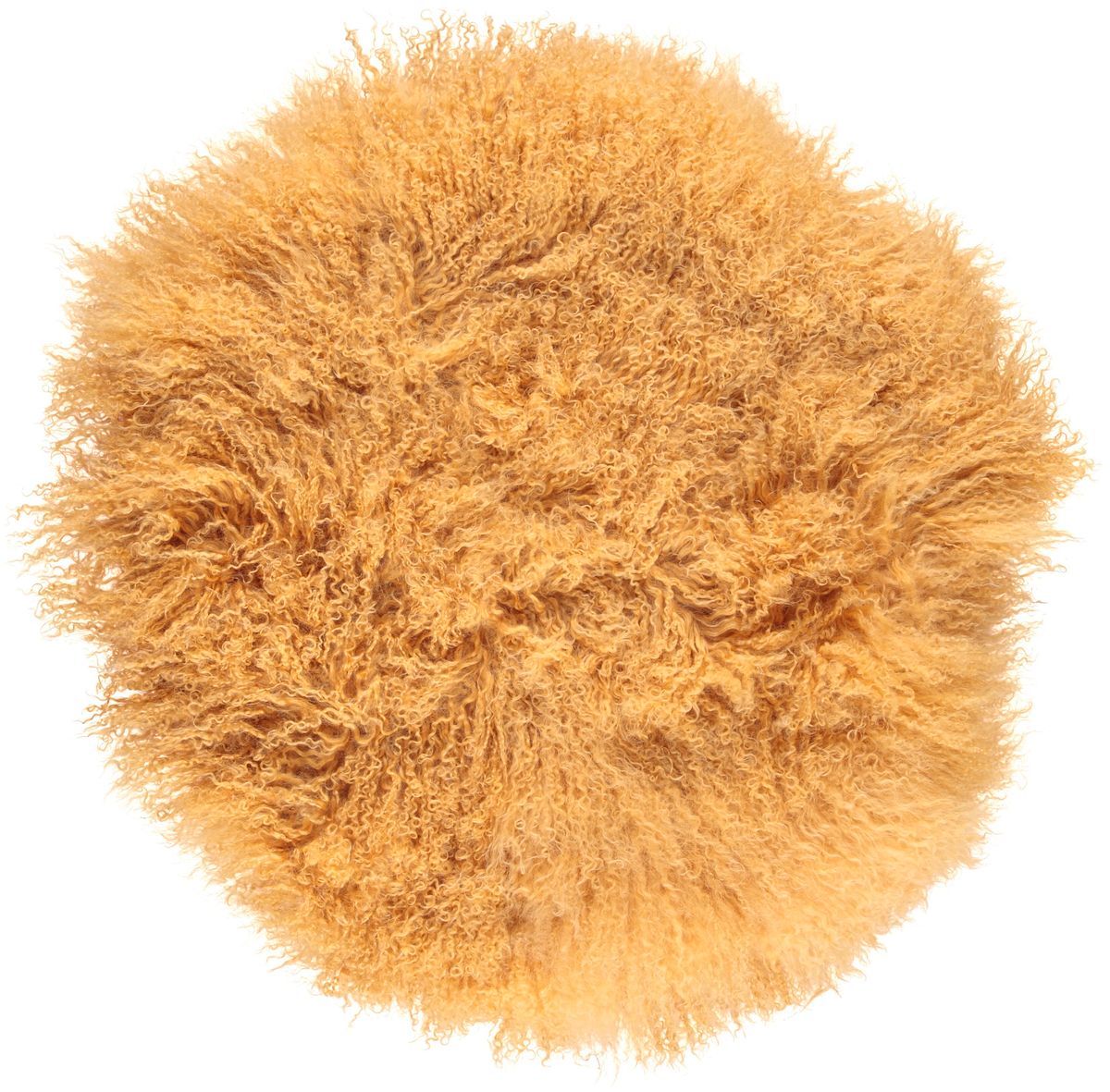 Fårskinnskudde | Lockig | Tibet | Ø38/45/62 cm Gul