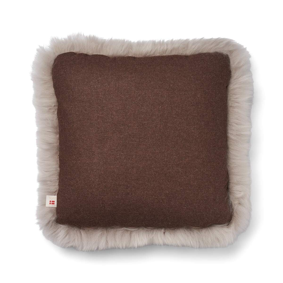 Classic Lång Lugg Fårskinn Kudde Brun/Dove
