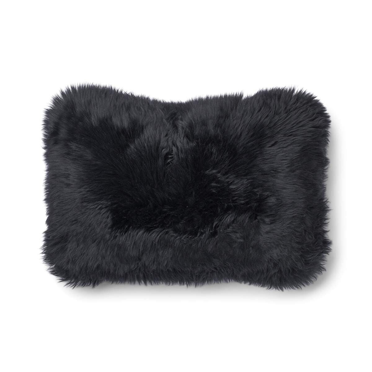 Classic Lång Lugg Fårskinn Kudde Charcoal/Svart
