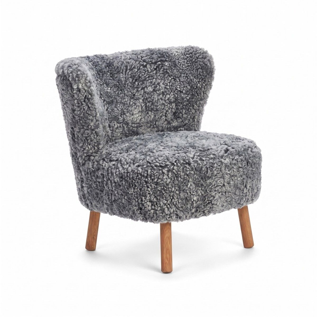 Emil Lounge Chair | Kort lugg Ljusgrå