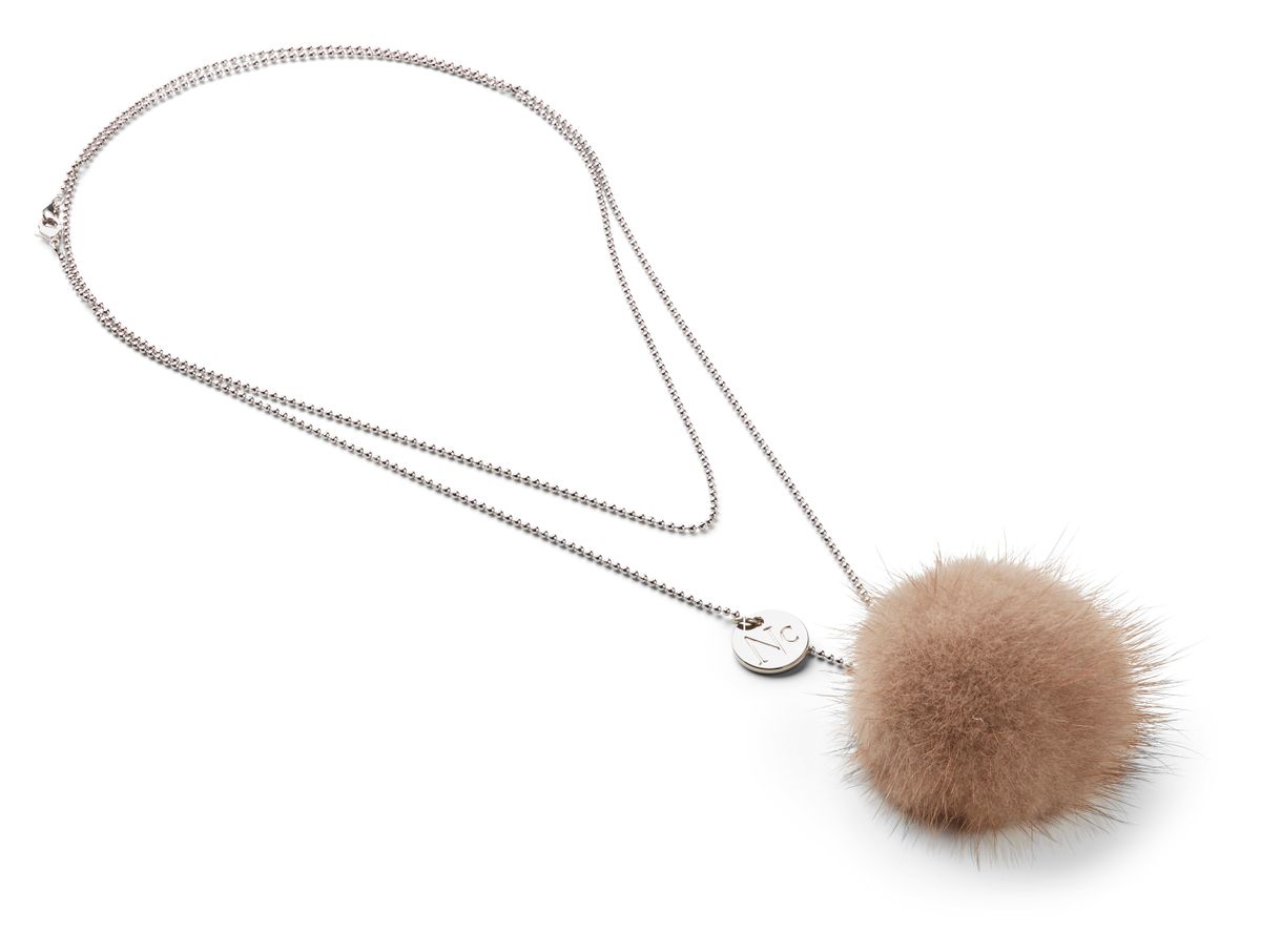 Pom Pom Halsband Beige / Brun