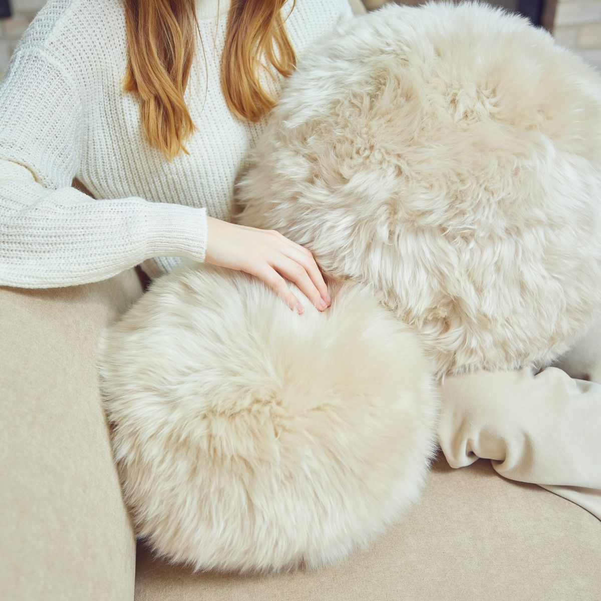 Angelite kudde | Lång lugg | Nya Zeeland | Ø25/30/35 cm Svart