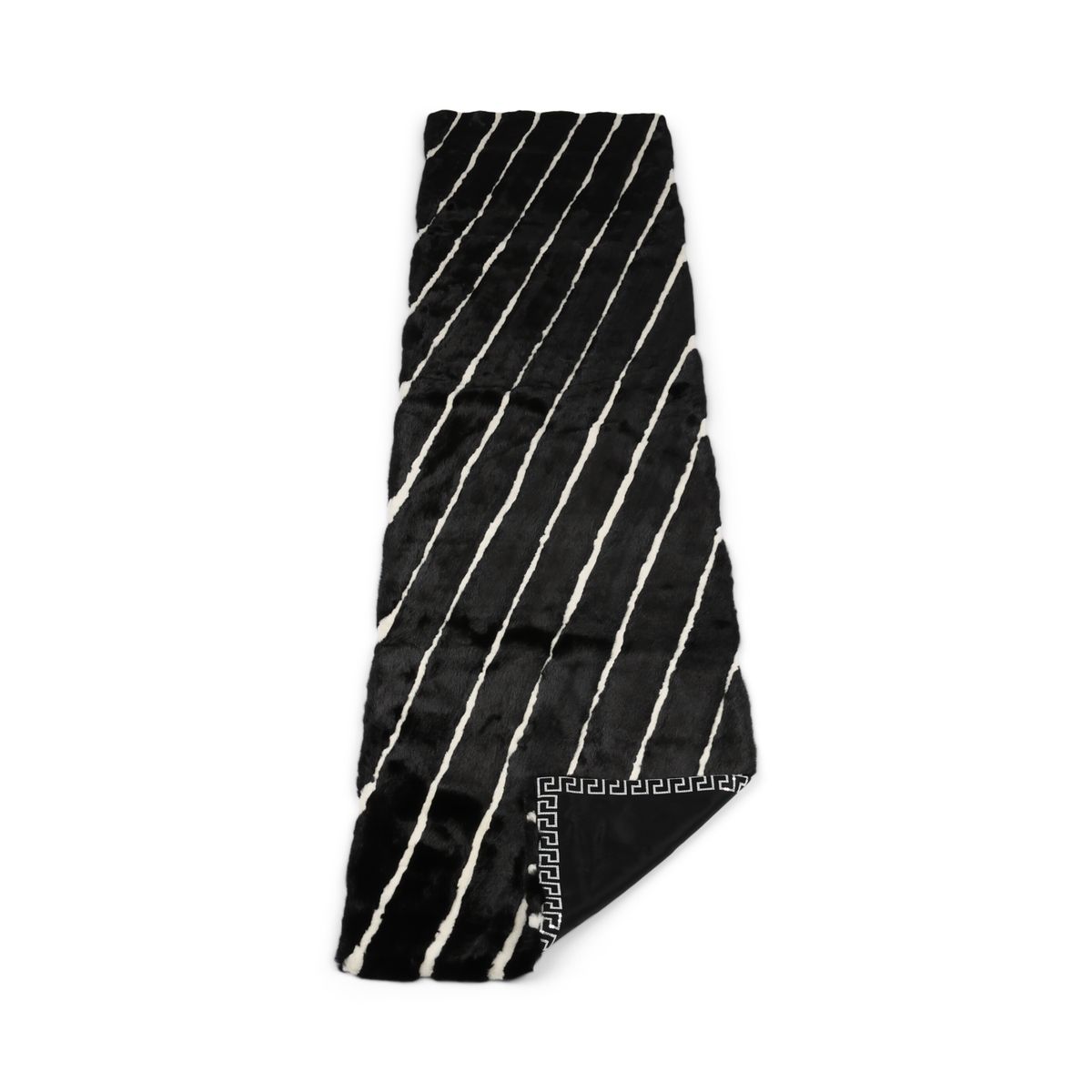 Minkpläd | Kashmirbaksida | Svart/Vit | 50x220 cm