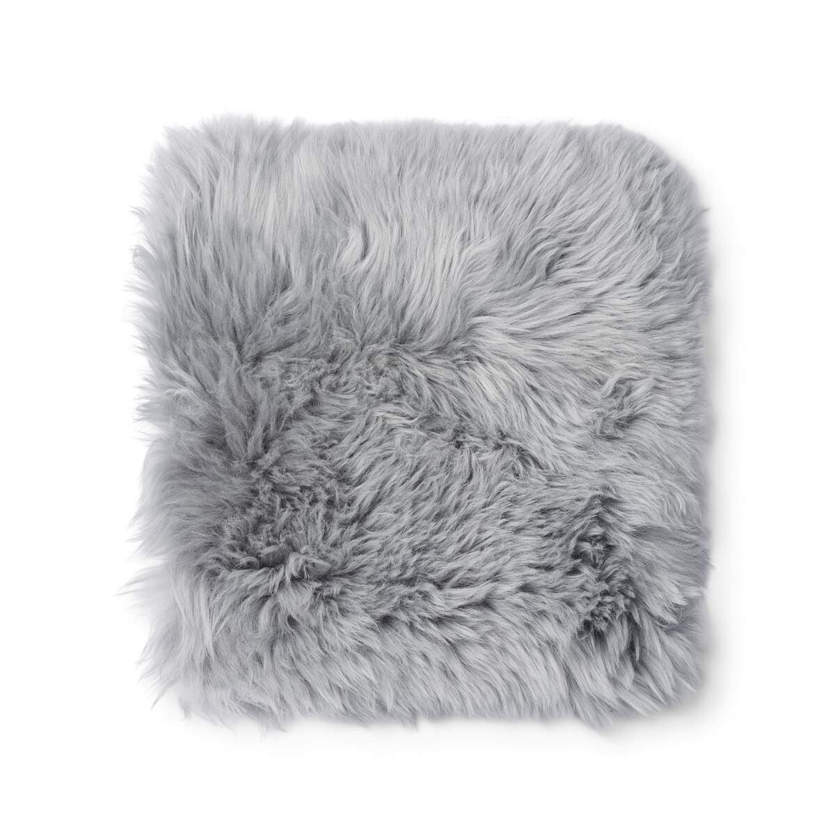 Zero Waste stolsdyna | Lång lugg | Nya Zeeland | 35x35 cm Ljusgrå