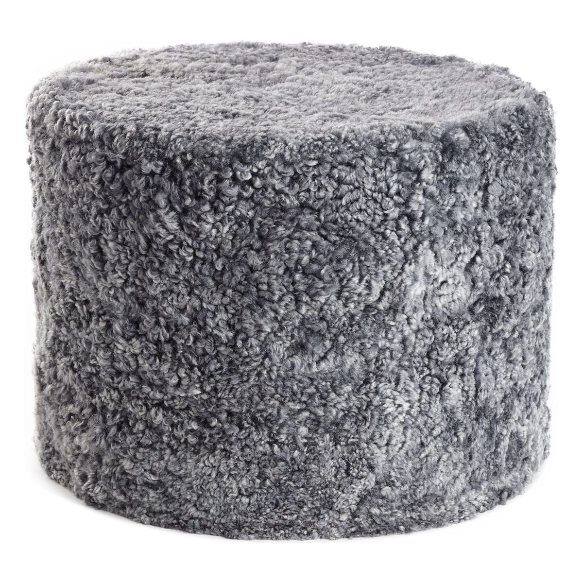 Runda fårskinsspuff | Kort lugg | Nya Zealand Ljusgrå