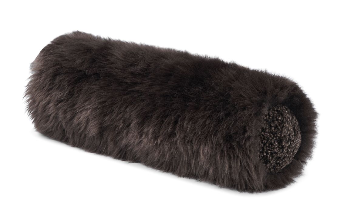 Bolsterkudde | Lång lugg, kort lugg | Nya Zeeland | Ø20xL52 cm Valnöt / Cappuccino