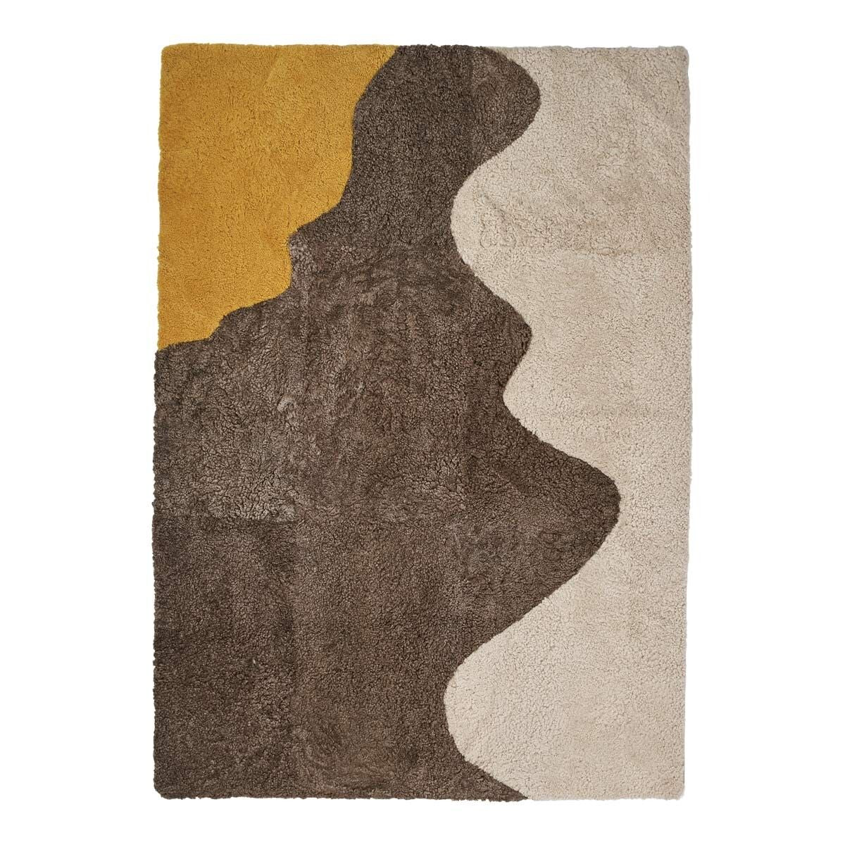 River Kort Lugg Fårskinn Matta 170x240 cm Gul/Taupe/Beige