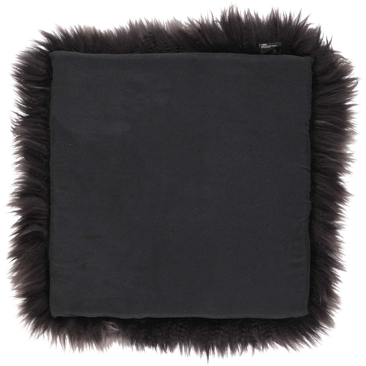 Stolsdyna m/fyllning | Lång lugg | Nya Zeeland | 37x37 cm Valnöt