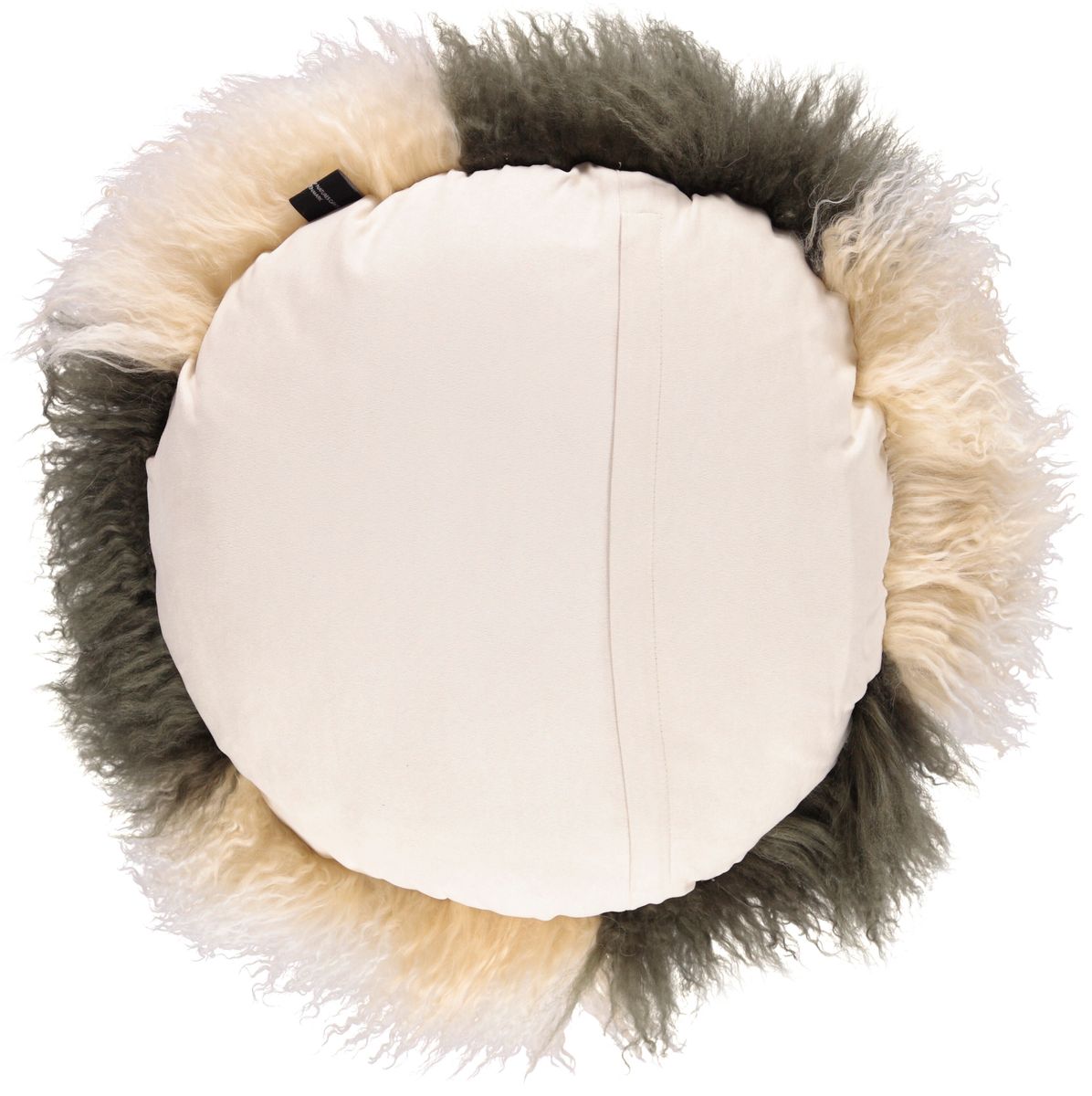 Fårskinnskudde | Lockig | Tibet | Ø38/45/62 cm Guldvit / Mörkgrön