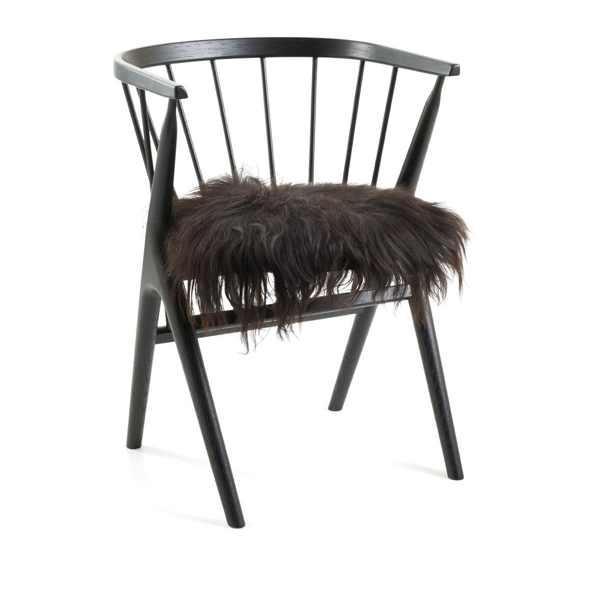 Stolsdyna | Lång lugg | Island | 40x40 cm Natur Svart