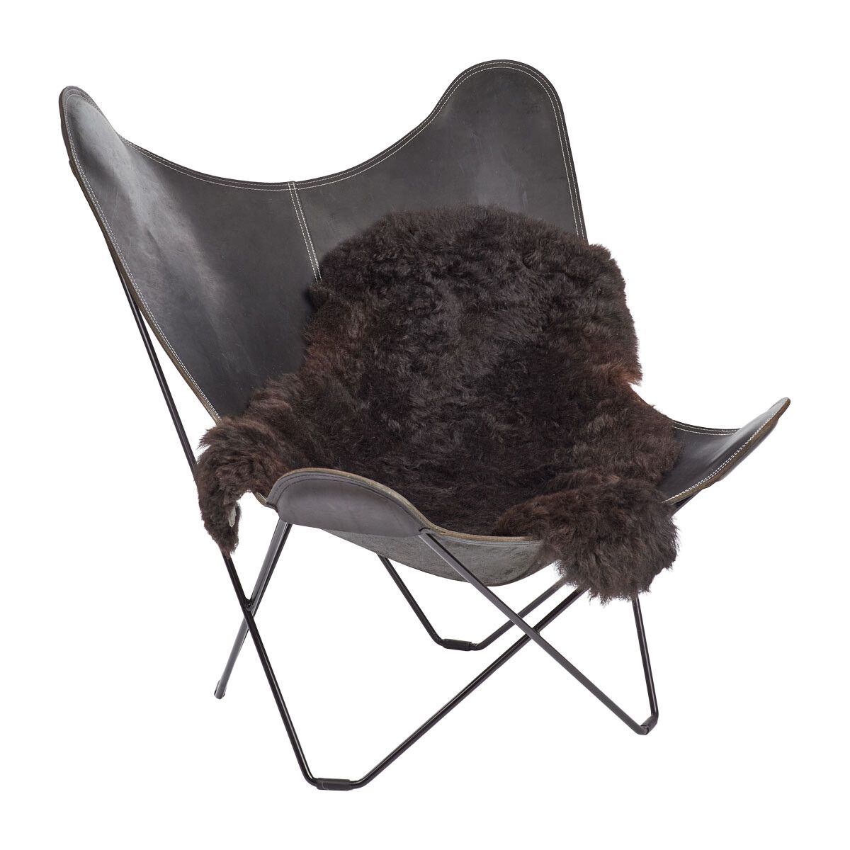 Fårskinn | Kort lugg | Island | 120+x60 cm Natur Svart