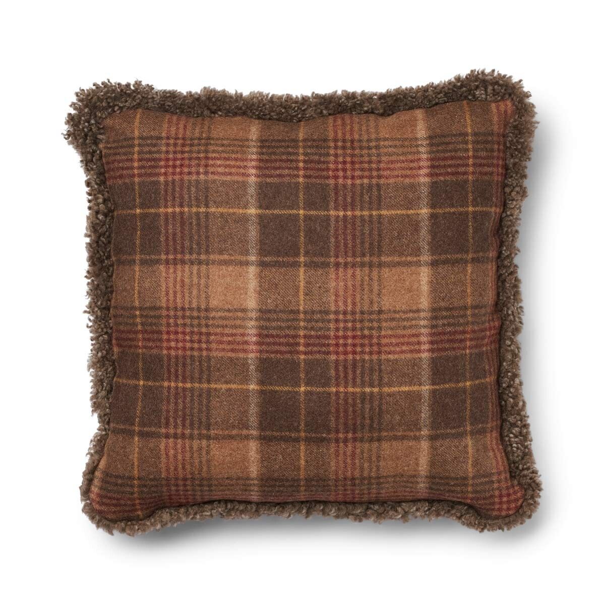 Checked Collection | Ullkudde | Kort lugg | 52x52 cm Kakao – Mörkbrun / Ljusbrun