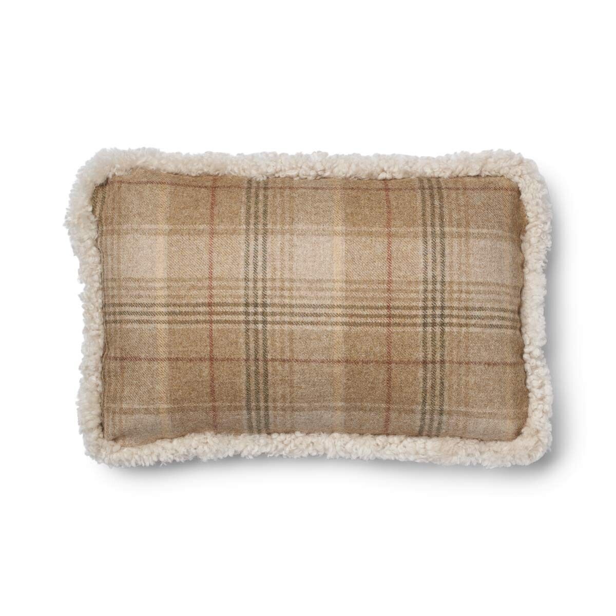 Checked Collection | Ullkudde | Kort lugg | Dubbelsidig | 34x52 cm Sand-Beige/Beige