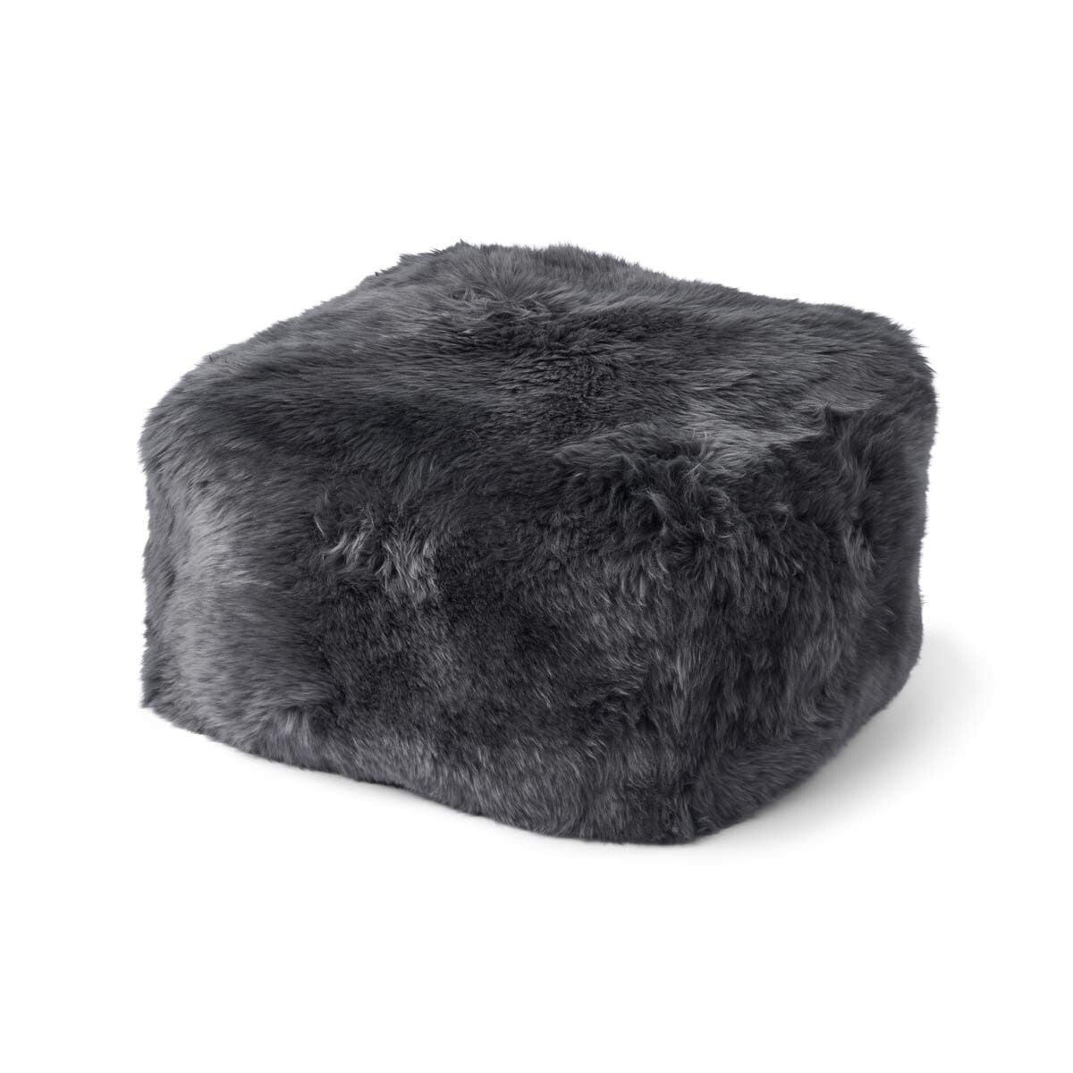 Lång Lugg Fårskinn Puff Stål
