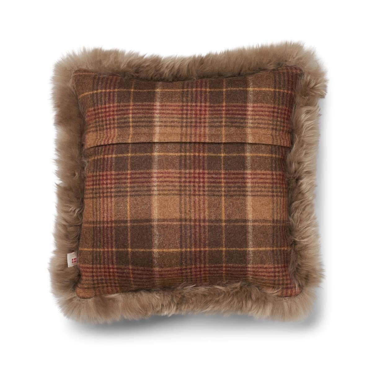 Checked Collection | Ullkudde | Lång lugg | 52x52 cm Kakao – Mörkbrun / Ljusbrun