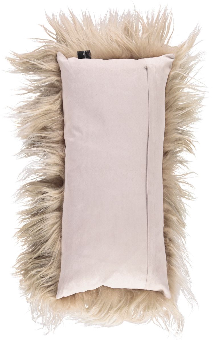 Cashmere Lång Lugg Lockigt Fårskinn Kudde Beige