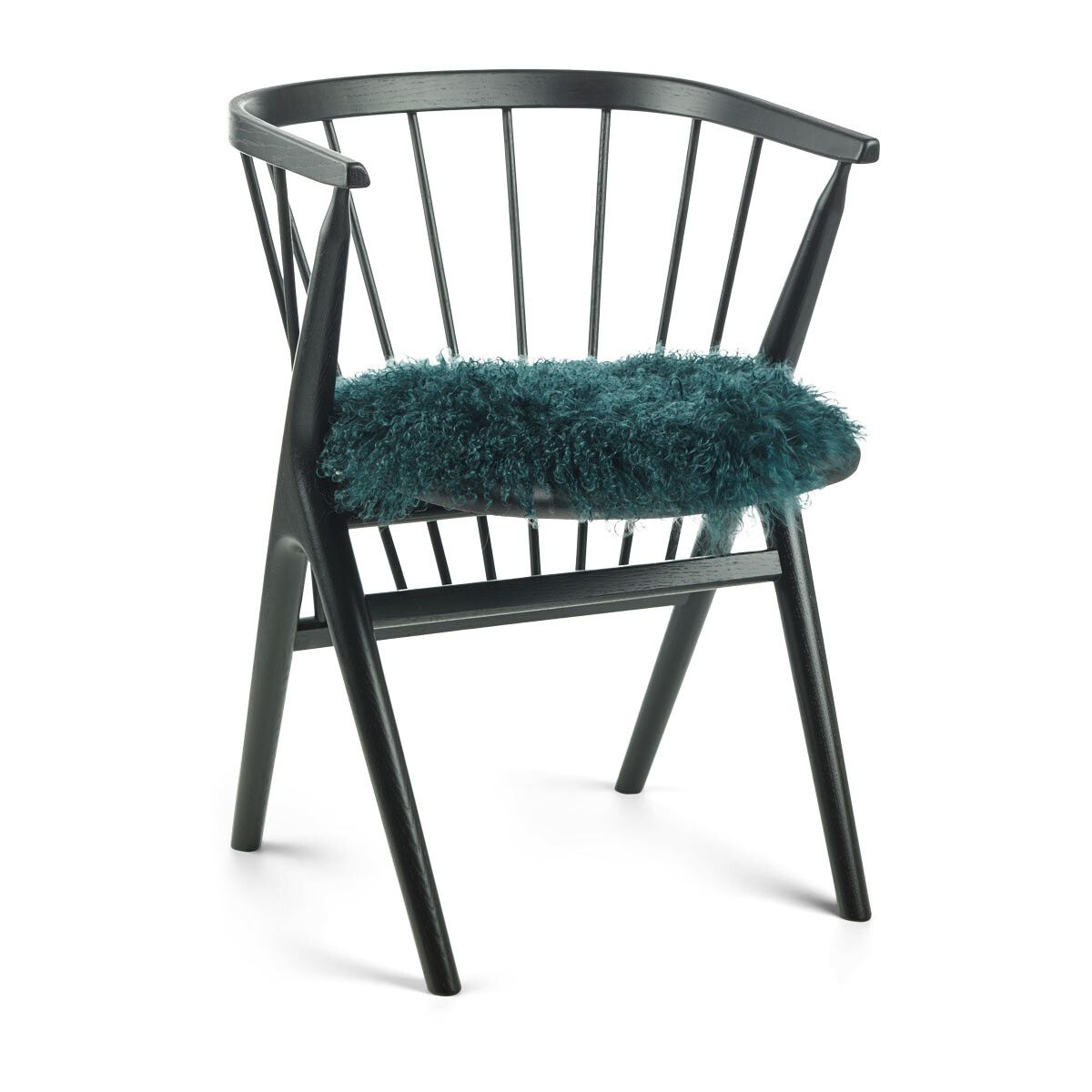 Stolsdyna | Lockig | Tibet | Ø38 cm Blågrön