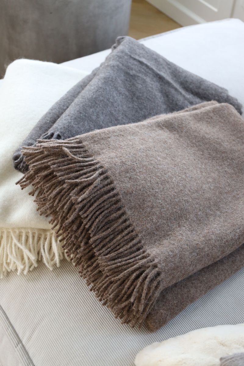 Julia Alpaca/Får Ull Throw Mörkbrun