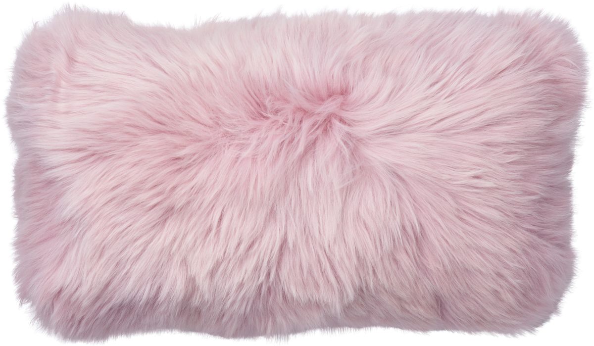 Lång Lugg Fårskinn Kudde Ljus Rosa