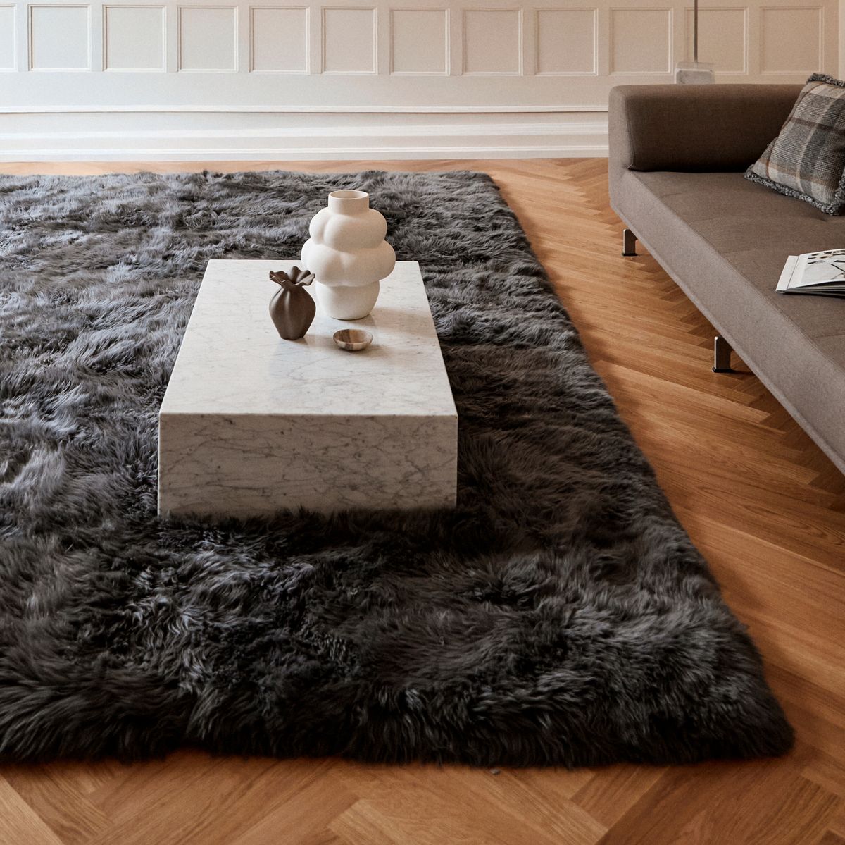 Designmatta | Lång lugg | Nya Zeeland Svart