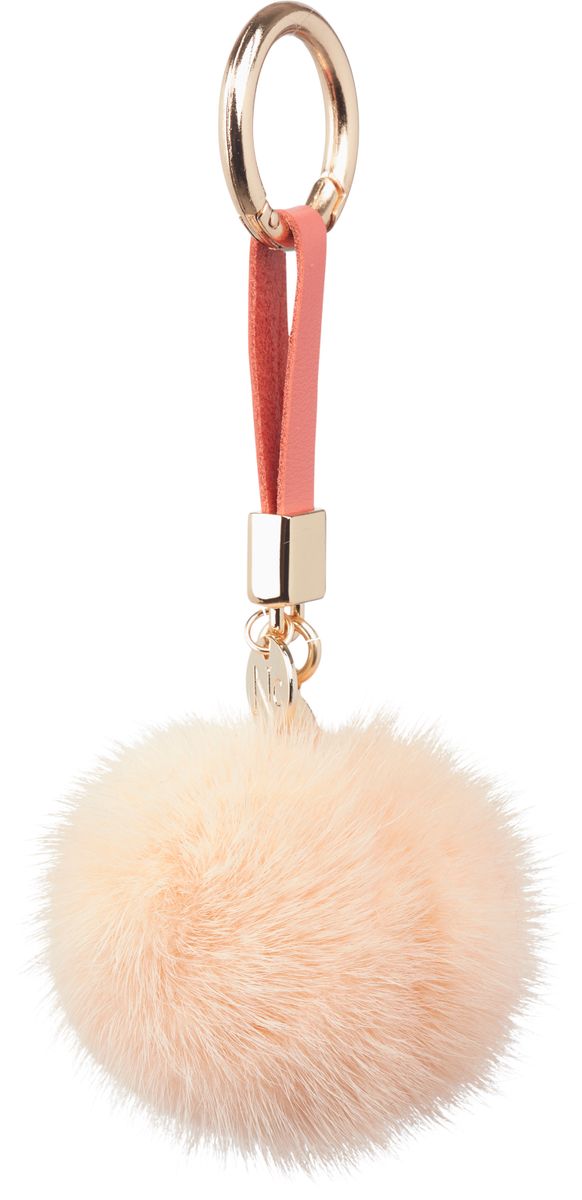 Pompon nyckelring Persika Rosa