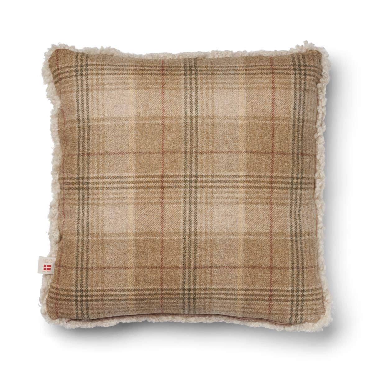 Checked Collection | Ullkudde | Kort lugg | 52x52 cm Sand-Beige/Beige