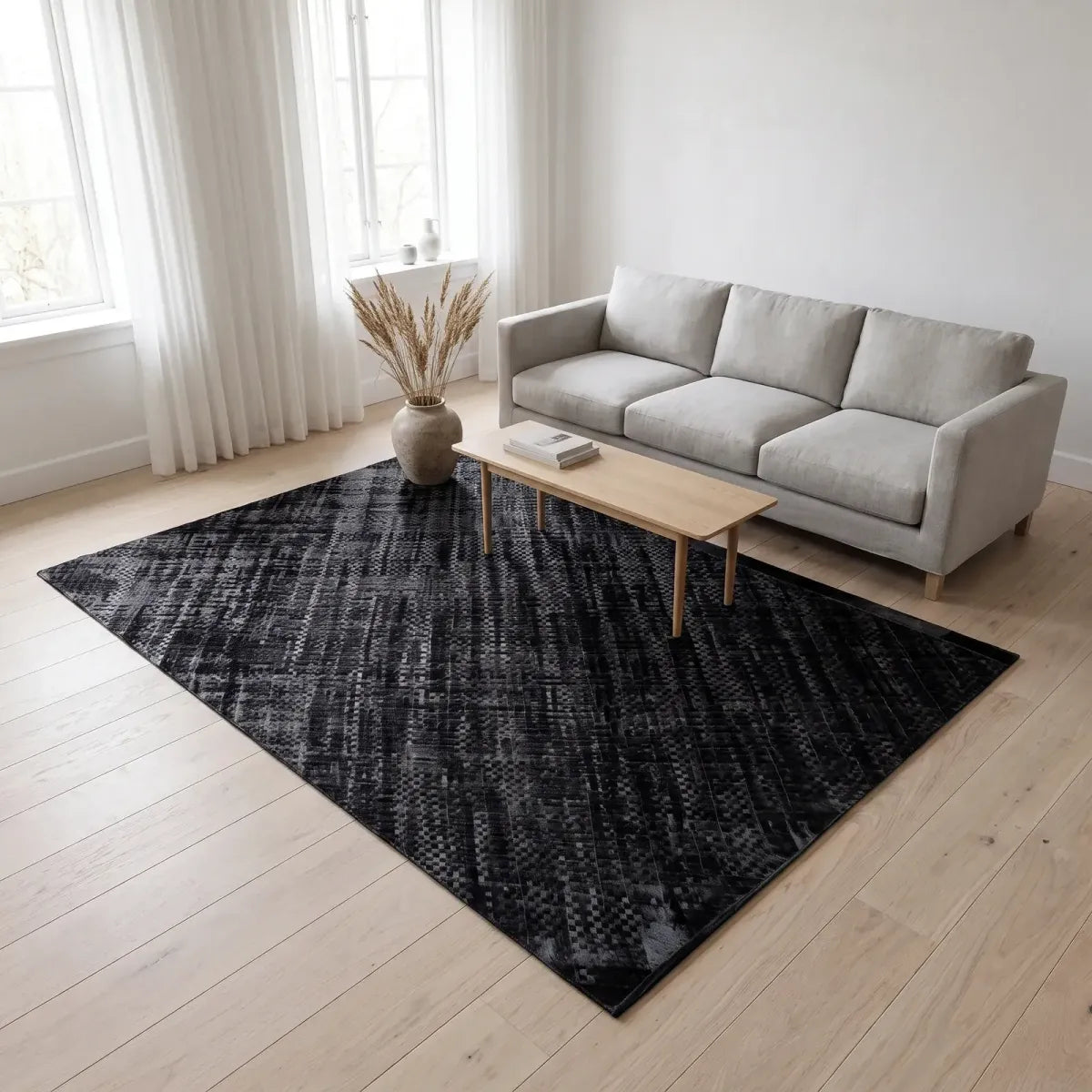 Svart Kohud Designmatta | Brasilien | 200x300 cm | 170x240 cm