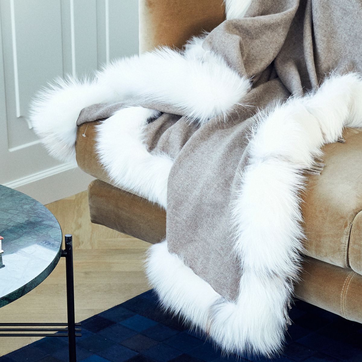 Pläd | Kashmir, räv | 130x200 cm Silver Fox / Mörkgrå