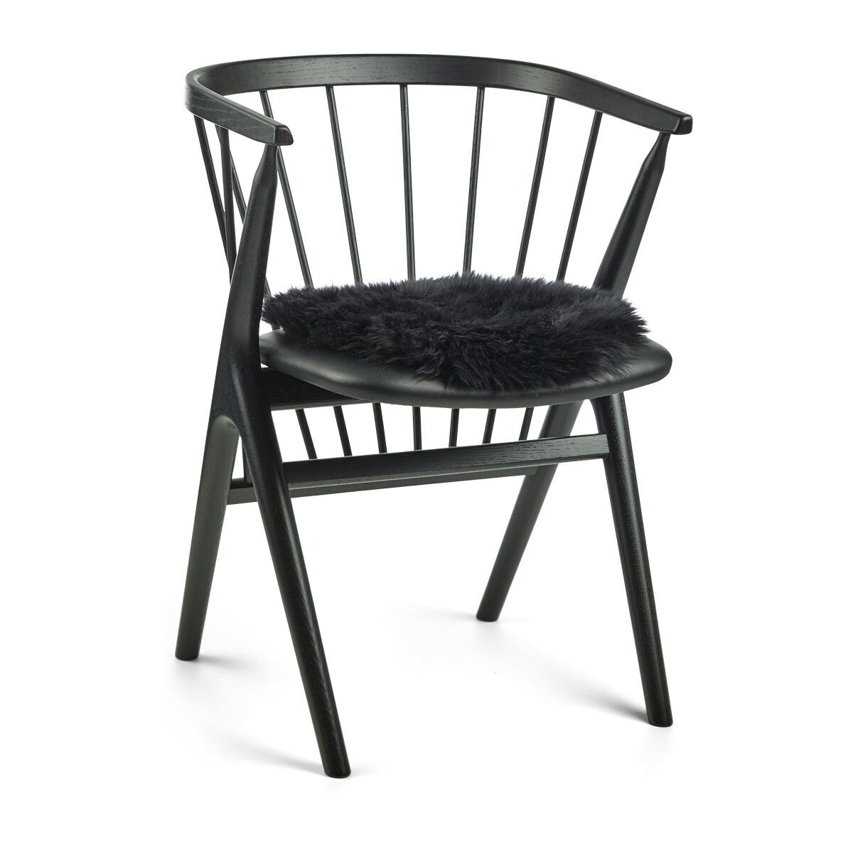 Stolsdyna | Lång lugg | Nya Zealand | Ø38 cm Svart