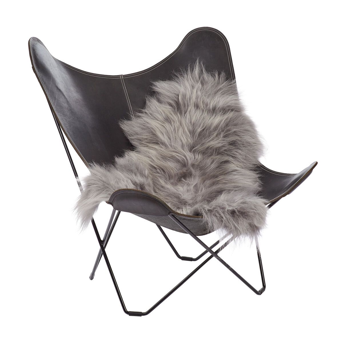 Fårskinn | Lång lugg | Island | 90x60 cm Grå