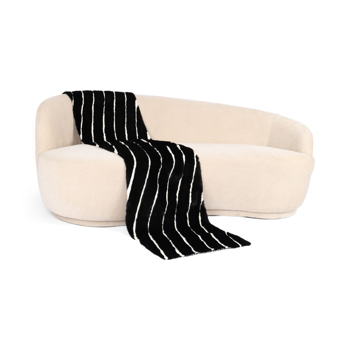 Minkpläd | Kashmirbaksida | Svart/Vit | 50x220 cm