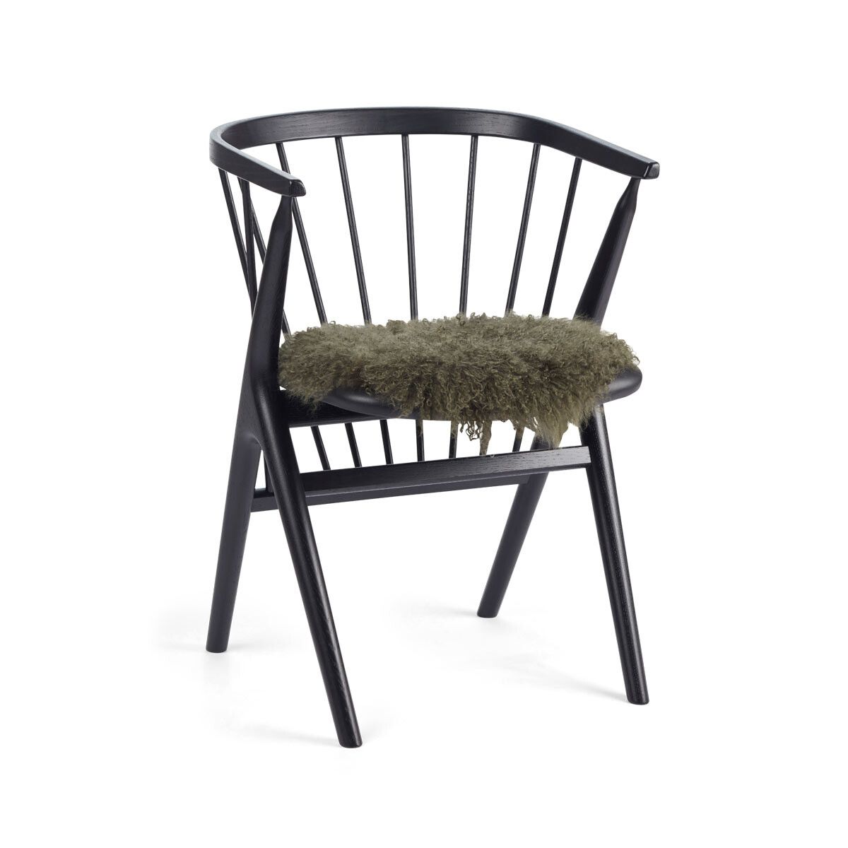 Stolsdyna | Lockig | Tibet | Ø38 cm Häck Grön