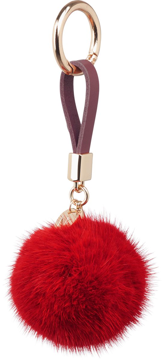 Pompon nyckelring Orange Röd