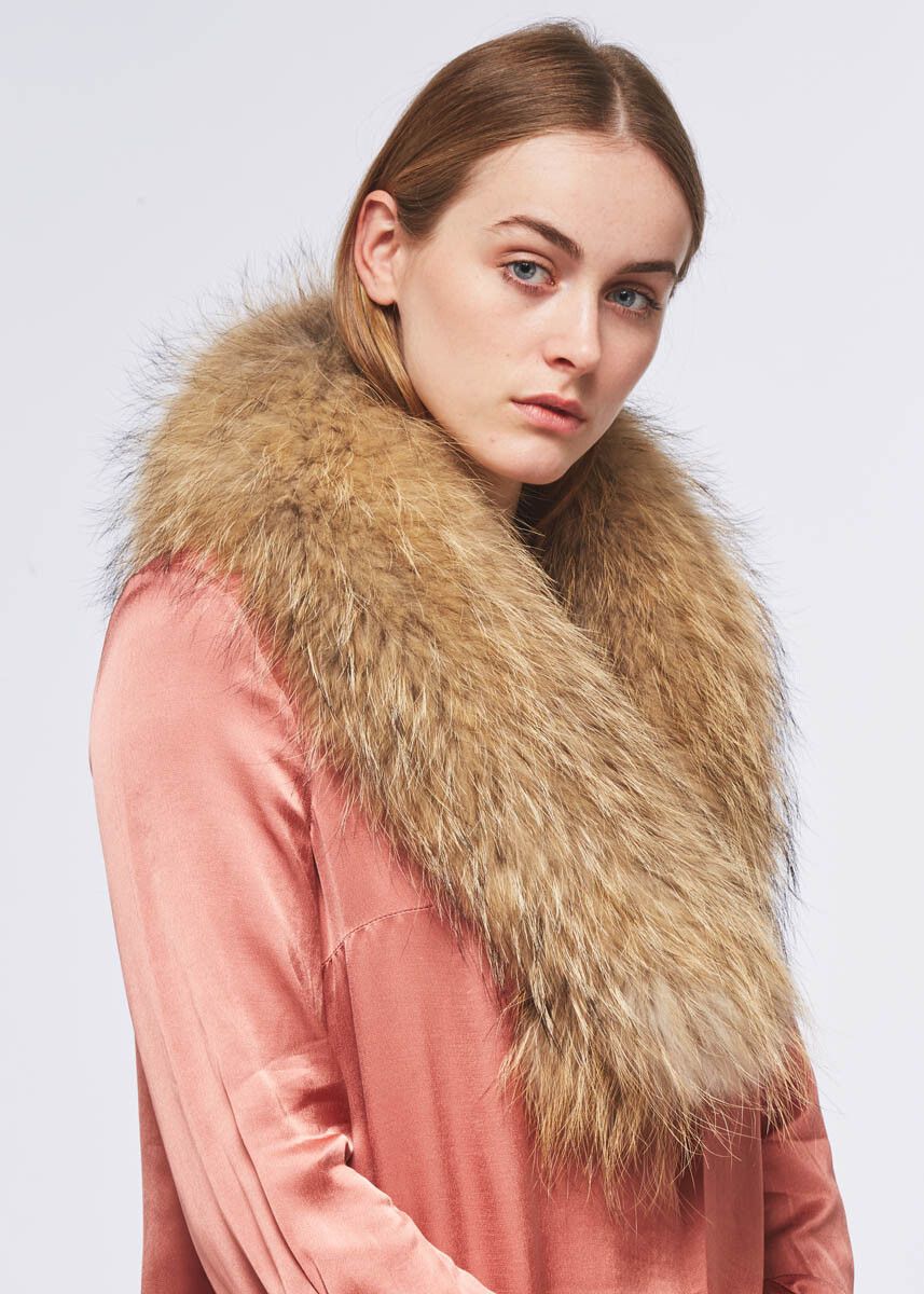 Klara Deluxe pälskrage Natur brun