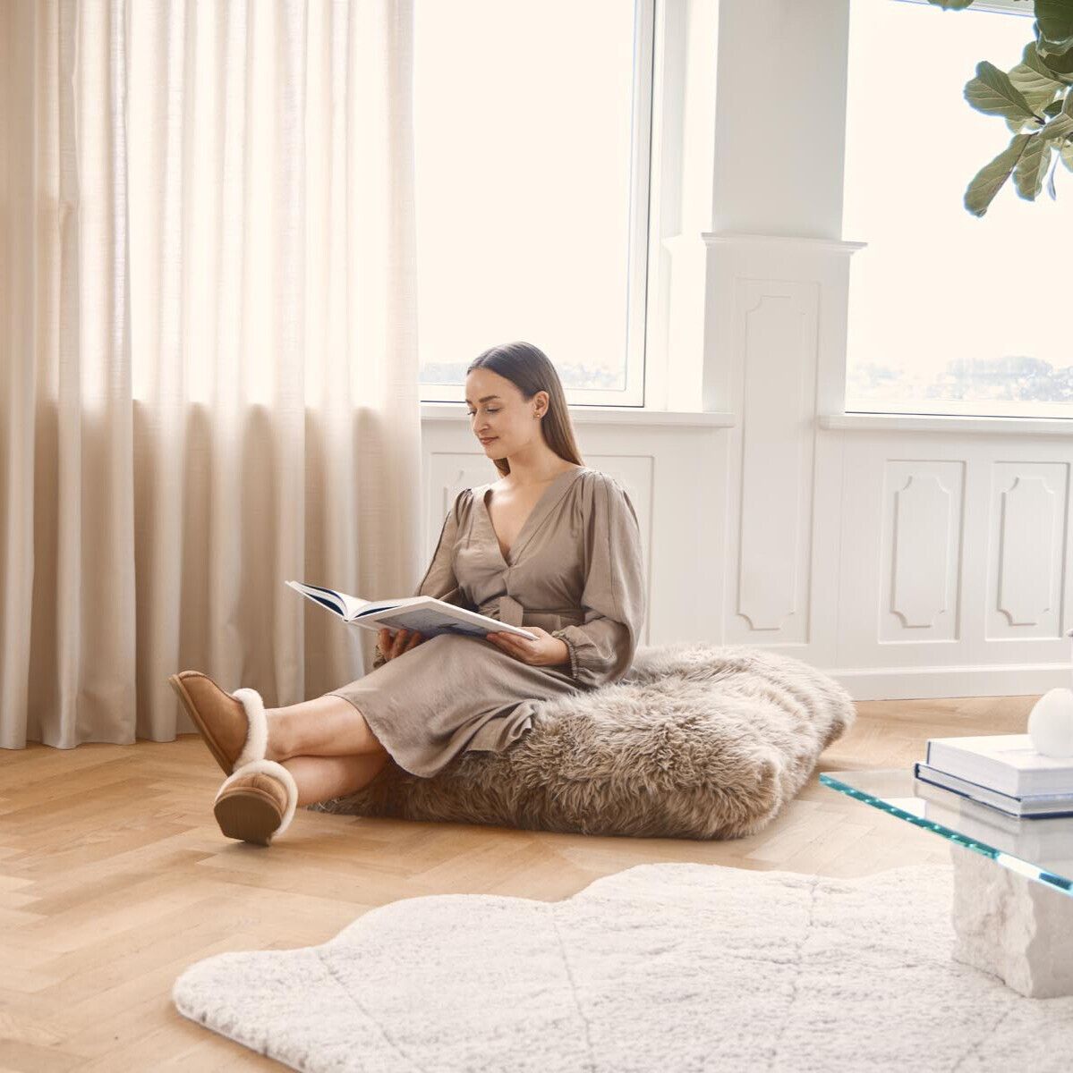 Maxi Float kudde | Lång lugg | Nya Zeeland | Dubbelsidig | 90x90 cm Svart