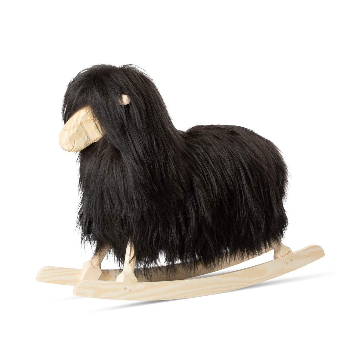 Gungfår | Lång lugg | L85xW25xH60 cm Natur Svart