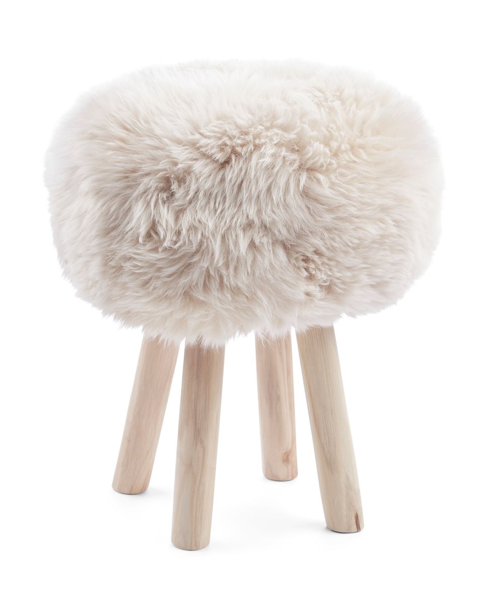 Fårskinnsöverdrag för pall Beige