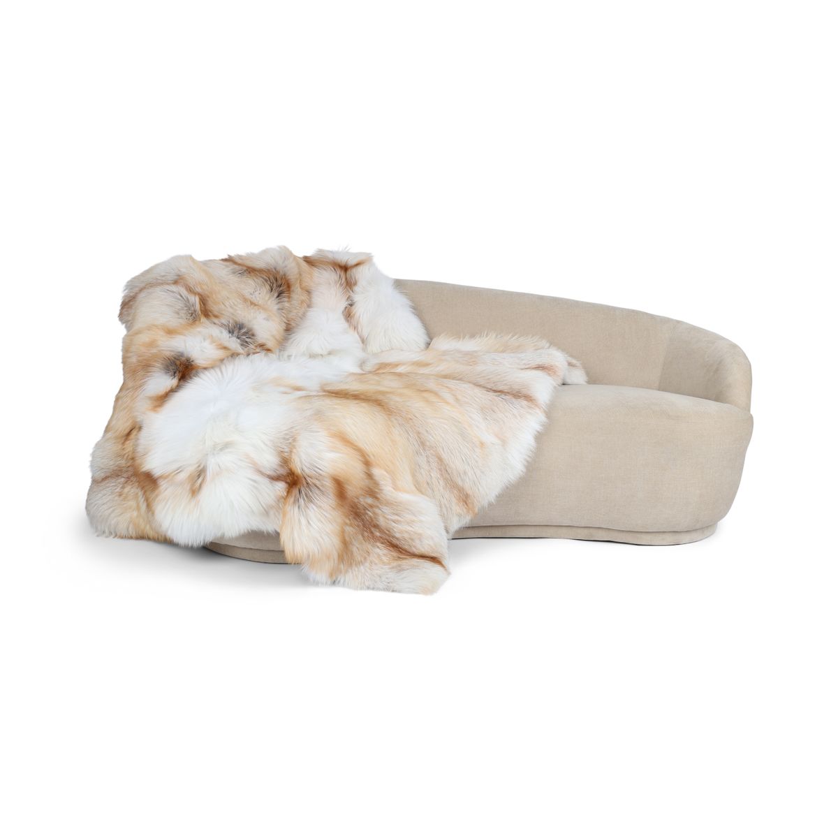 Premium rävskinnspläd | Kasmirbaksida | Light Gold | 150x150 cm