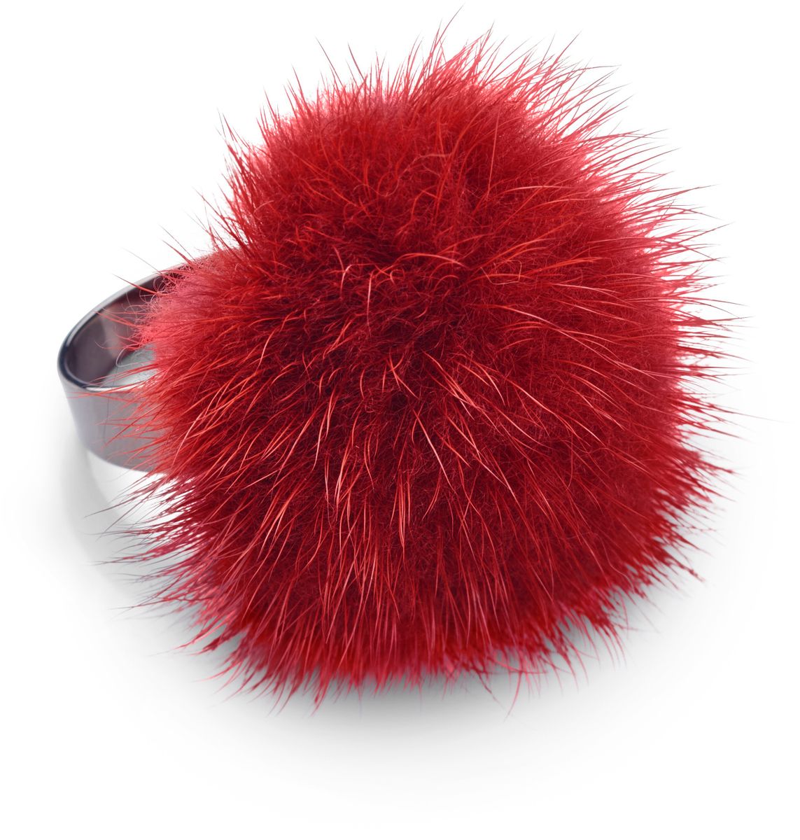 Pompon ring Röd