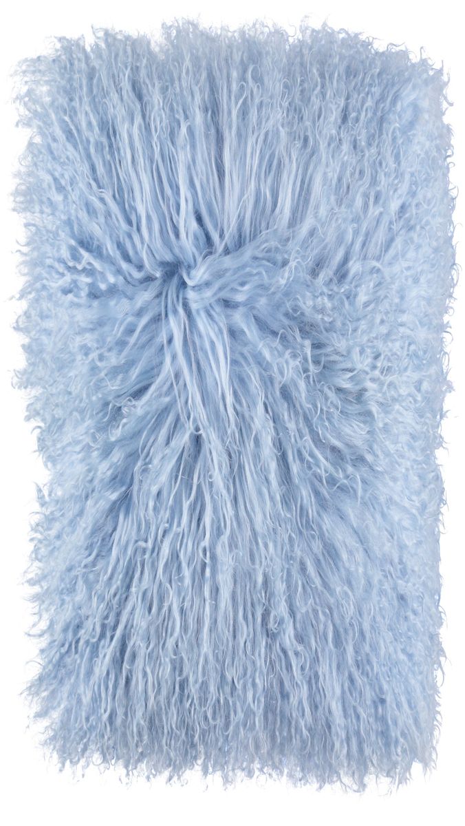 Fårskinnskudde | Lockig | Tibet | 28x56 cm Ljusblå