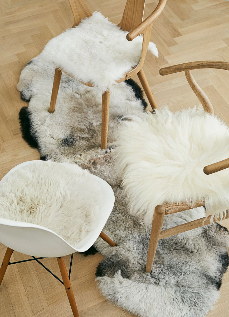 Lång Lugg Fårskinn Stolsdyna Offwhite