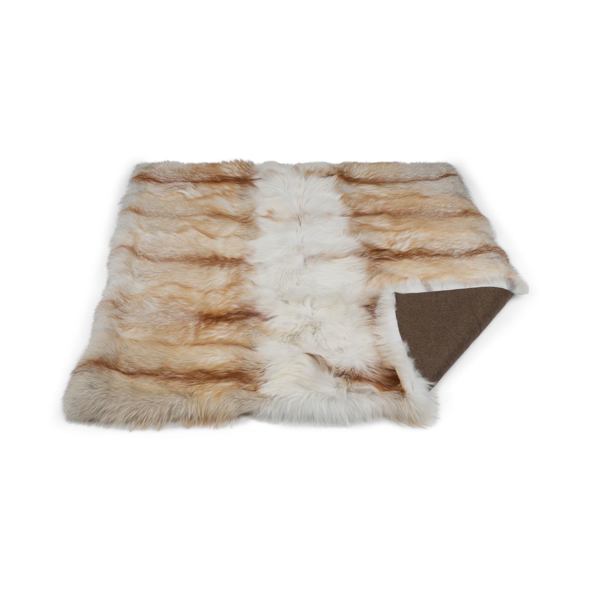 Premium rävskinnspläd | Kasmirbaksida | Light Gold | 150x150 cm