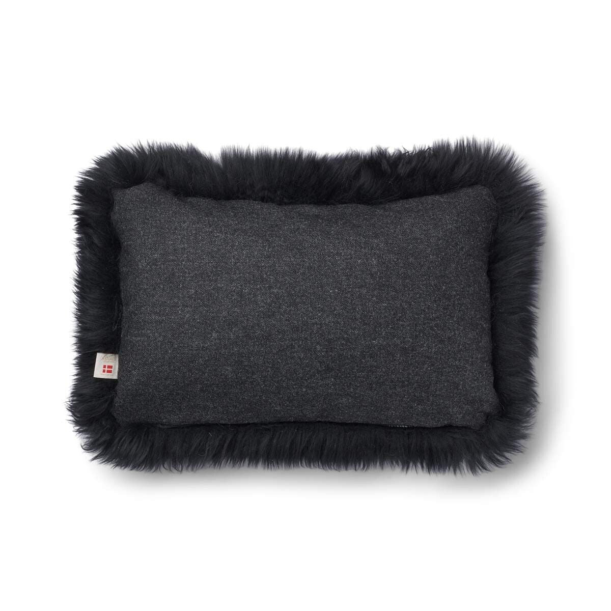 Classic Lång Lugg Fårskinn Kudde Charcoal/Svart