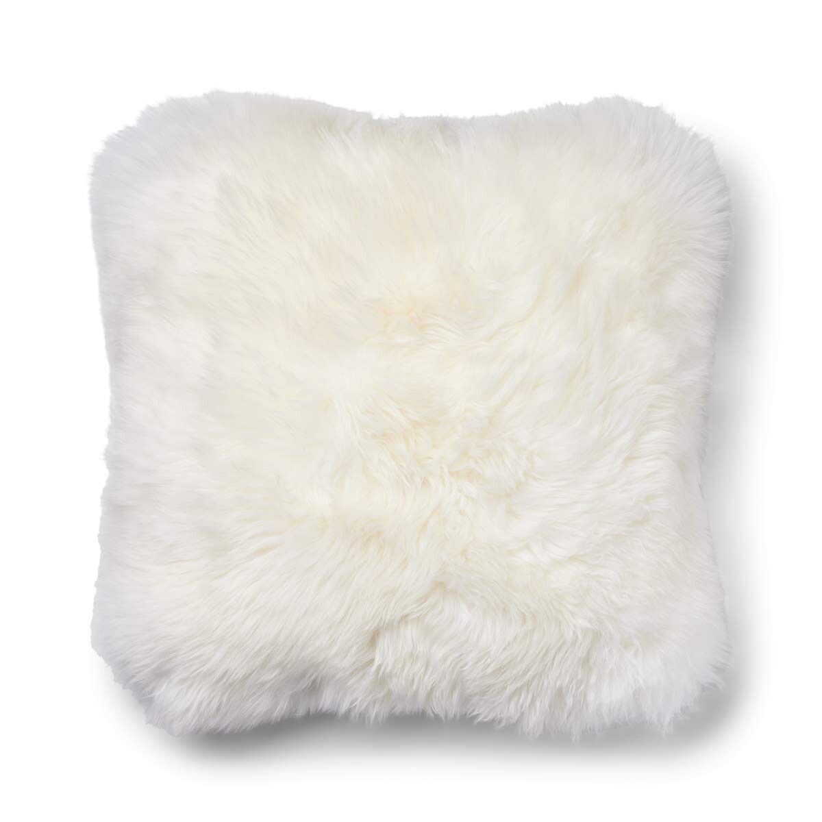 Classic Lång Lugg Fårskinn Kudde Silver/Ivory