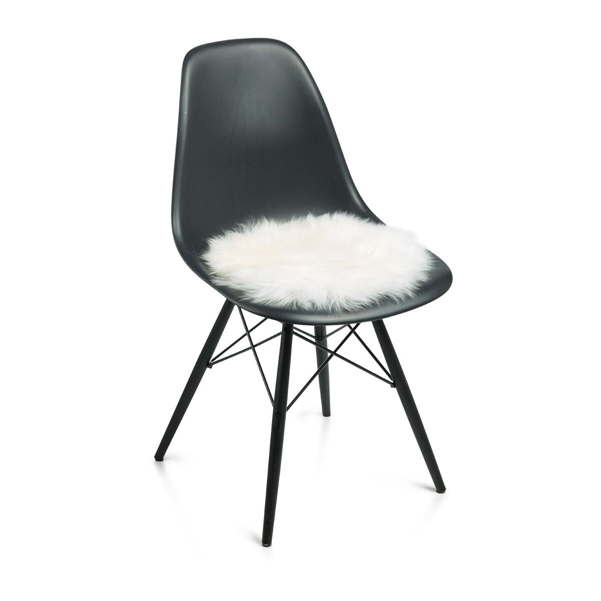 Stolsdyna | Lång lugg | Nya Zealand | Ø38 cm Vit
