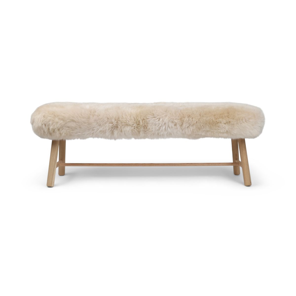 Bänk med Fårskinn | Ek | Lång lugg Beige
