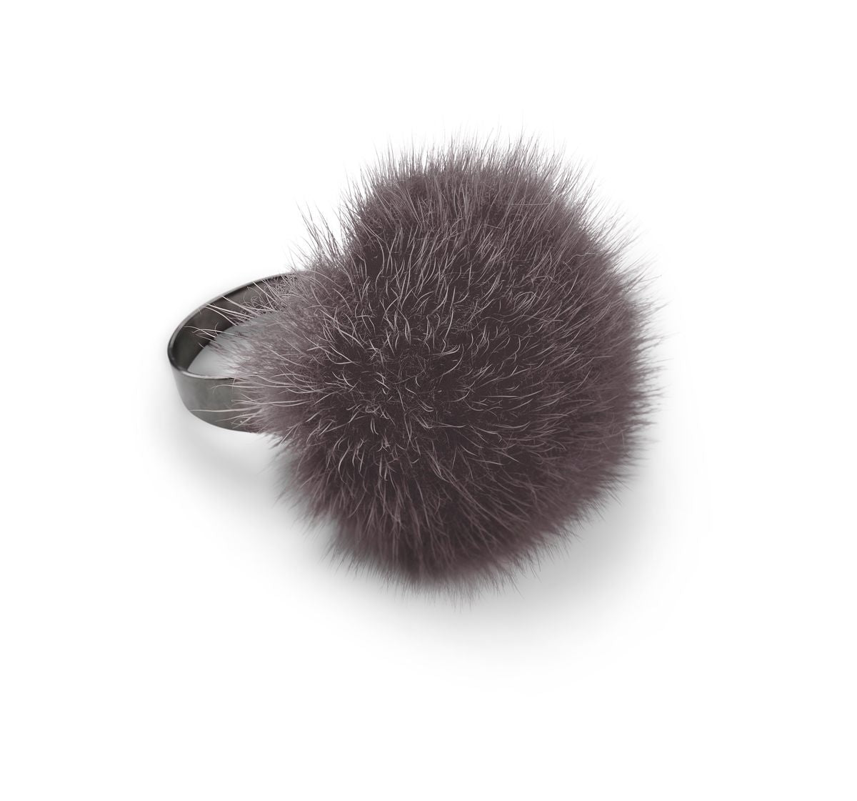 Pompon ring Mörk Grå