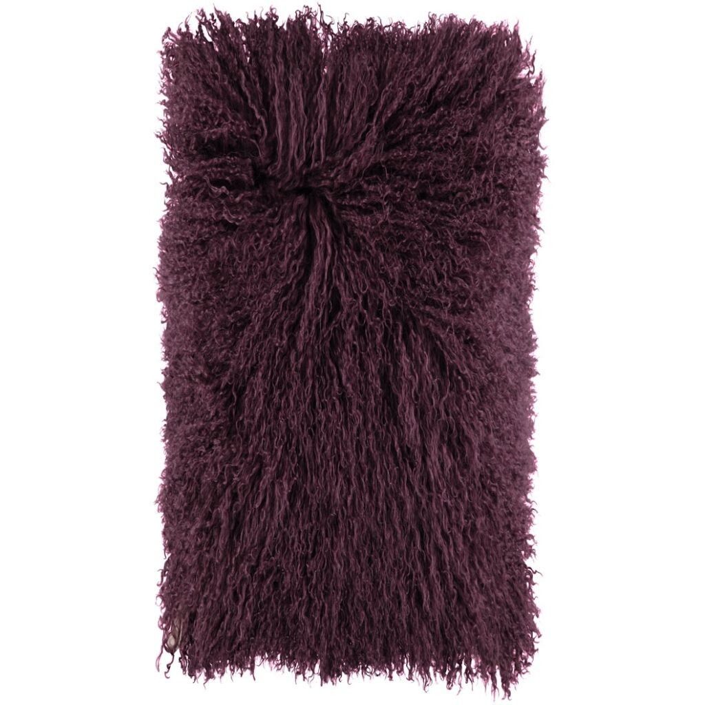 Fårskinnskudde | Lockig | Tibet | 28x56 cm Mörk Lila
